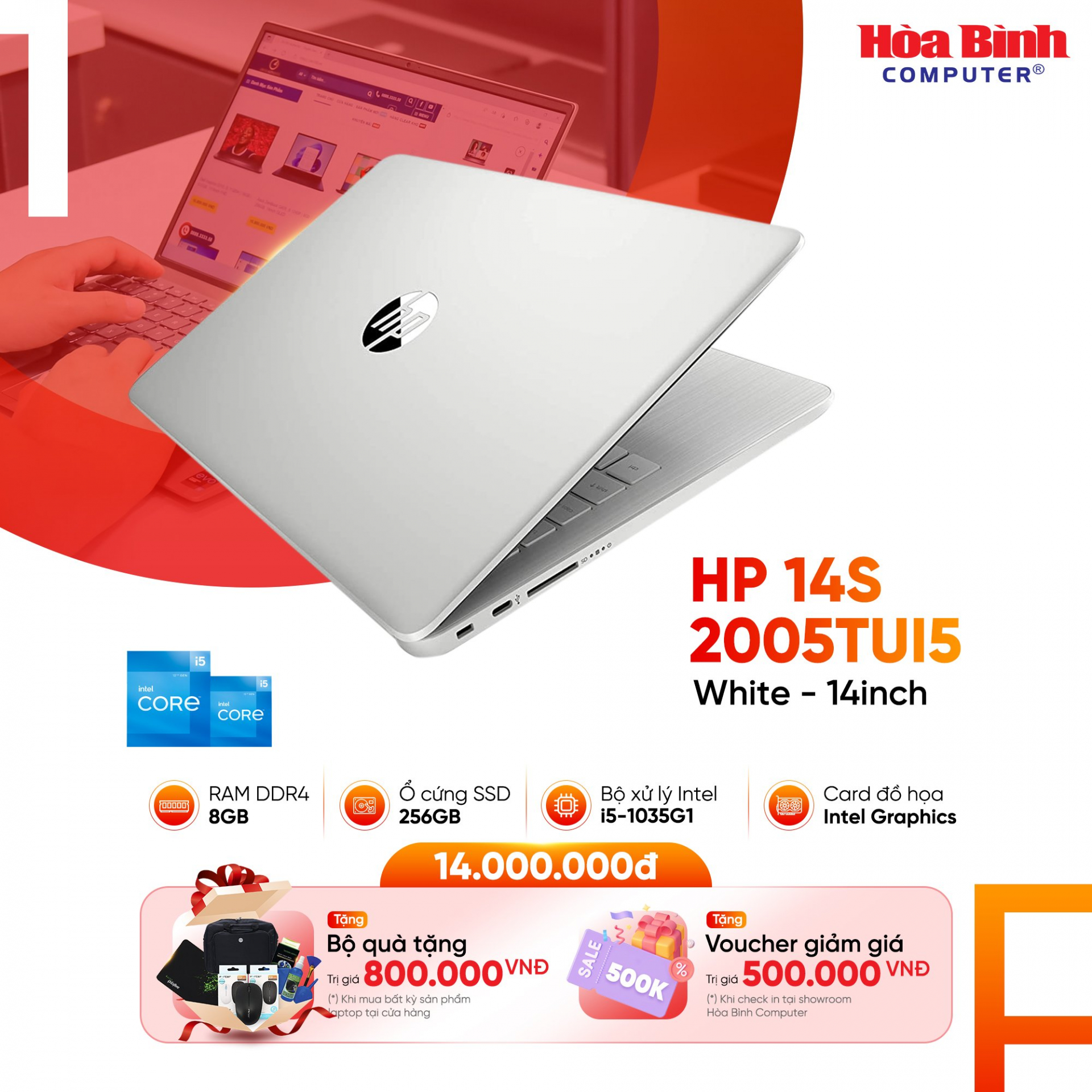 Laptop HP 14S 2005TUI5 [New Full Box 100%] (intel core i5-1035G1/8GB/256GB/14inch HD)